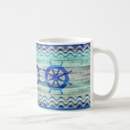 Taza De Café Ruedas para barcos de decoración de la marina azul