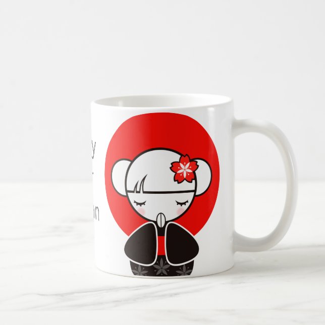 Taza De Café Ruegue para la muñeca de Japón Kokeshi (Derecha)