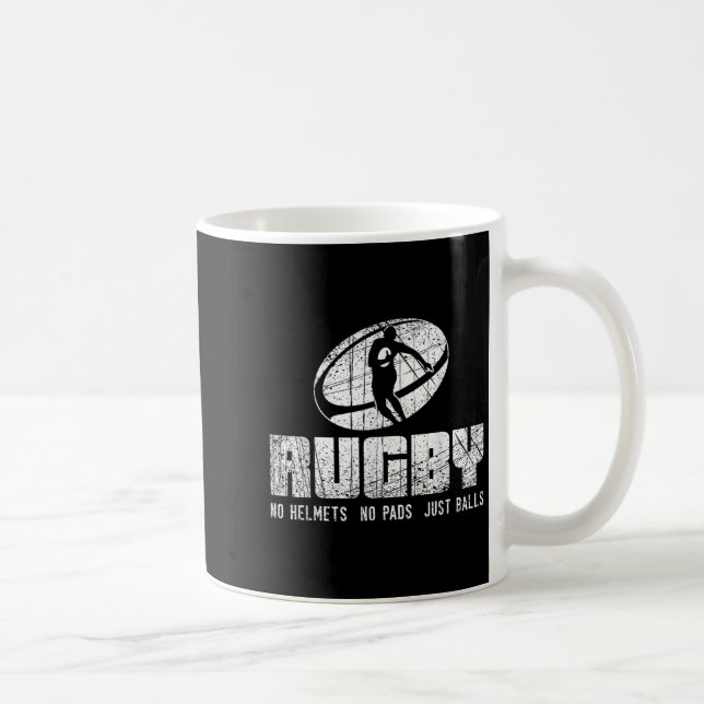 Taza De Café Rugby No Helmet No Pads Just Shirt - Funny Rugby Q (Derecha)
