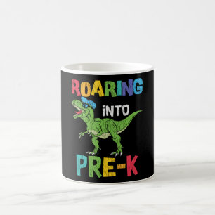 Taza De Café Rugiendo Pre-K De Vuelta Al Colegio T rex Dinosaur