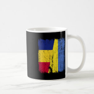 Taza De Café Rumania Ucrania Media Bandera Herencia Rumana Ucra