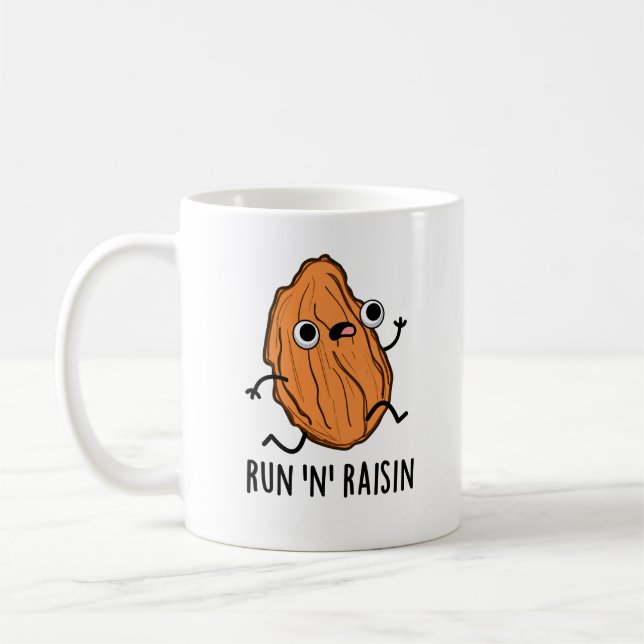 Taza De Café Run N Raisin Funny Food Pun (Izquierda)