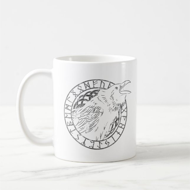 Taza De Café Runas de la mitología de Viking del cuervo del (Izquierda)