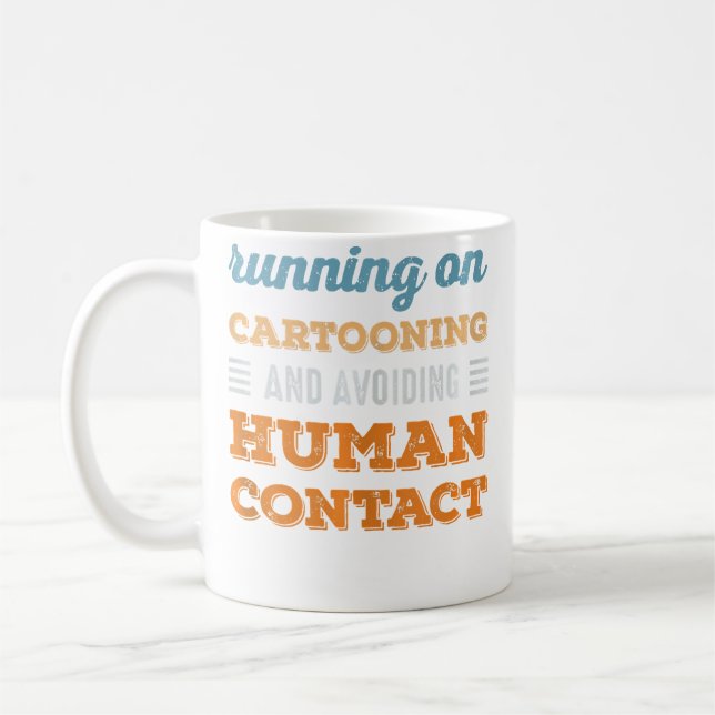 Taza De Café Running On Cartooning Social Introvert Humor Funny (Izquierda)