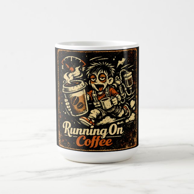 Taza De Café Running On Coffee – Caffeinated Humor Survival (Centro)