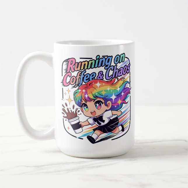 Taza De Café Running on Coffee & Chaos (Izquierda)