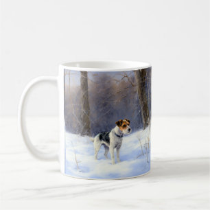 Taza De Café Russell Terrier deja que nieve Navidades