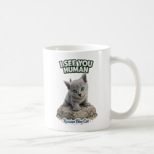 Taza De Café Russian Blue Cat Mug - I see you human