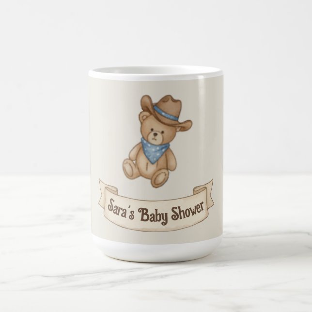 Taza De Café Rustic Cowboy Watercolor Boy Baby Shower (Centro)