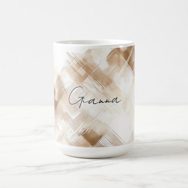 Taza De Café Rustic Cream Brown Stripes Bridal Shower (Centro)