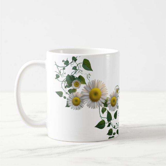 Taza De Café Rustic Daisy Green Ivy Botanical Classic Mug (Izquierda)