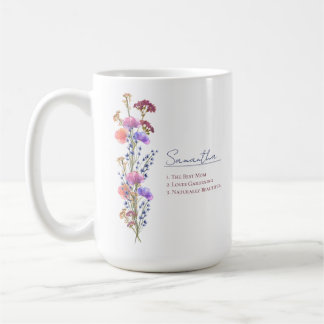 Taza De Café Rustic Delicate Acrylic Wildflower Personalized