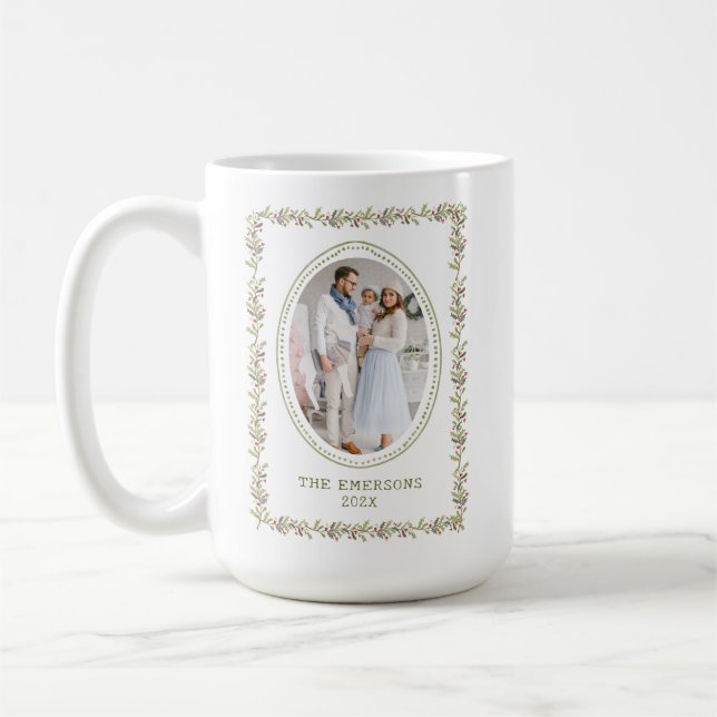 Taza De Café Rustic Green Botanical Christmas Mug (Izquierda)