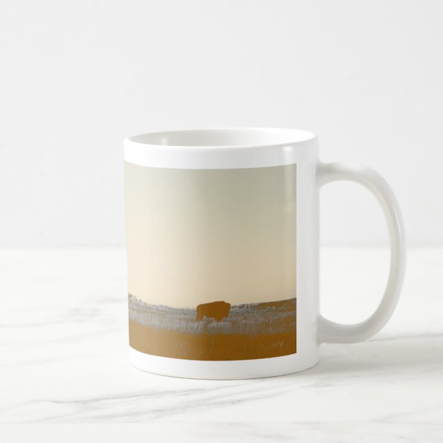 Taza De Café Rustic Lone Buffalo Foto De Badlands (Derecha)