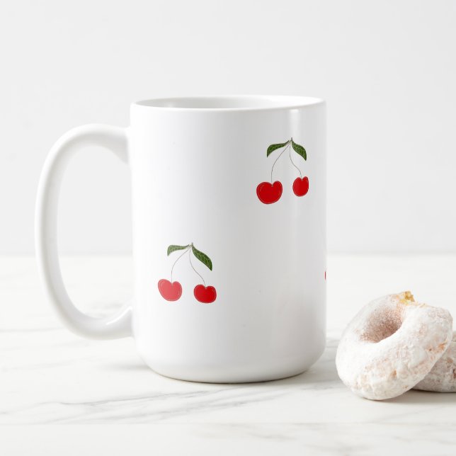 Taza De Café Rustic Modern Cherry Patterns Water Bottle (Con donut)