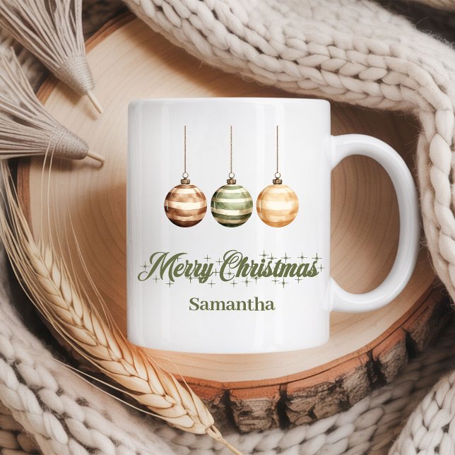 Taza De Café Rustic neutral Scandinavian style custom name Xmas (Rustic neutral Scandinavian style custom name Christmas mug

)