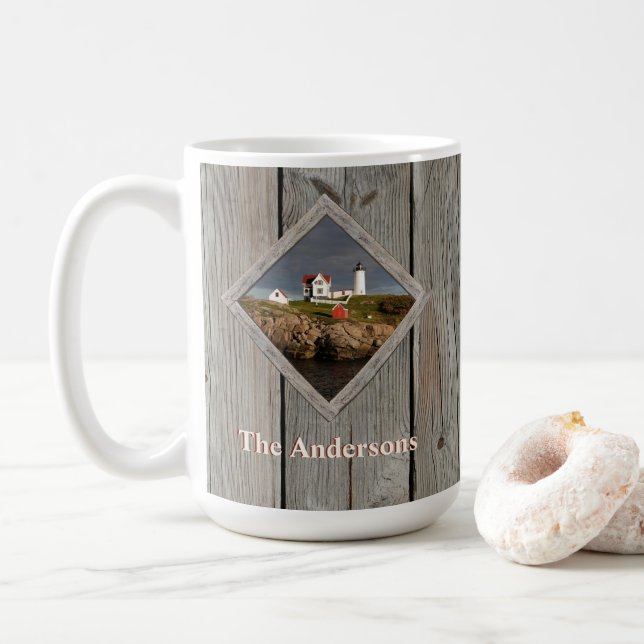 Taza De Café Rustic Nubble Family Lighthouse (Con donut)
