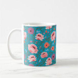 Taza De Café Rustic-Style Watercolor Wildflowers