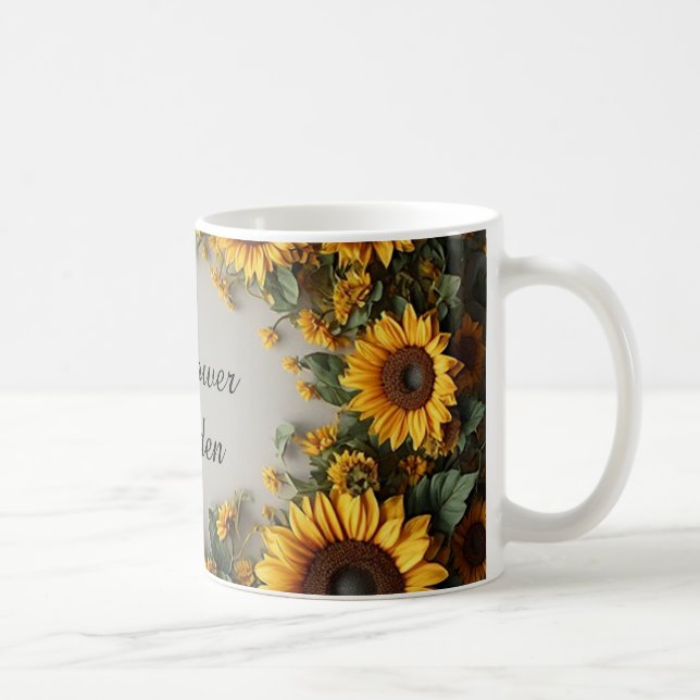 Taza De Café Rustic Sunflower Floral Bouquet Design (Derecha)