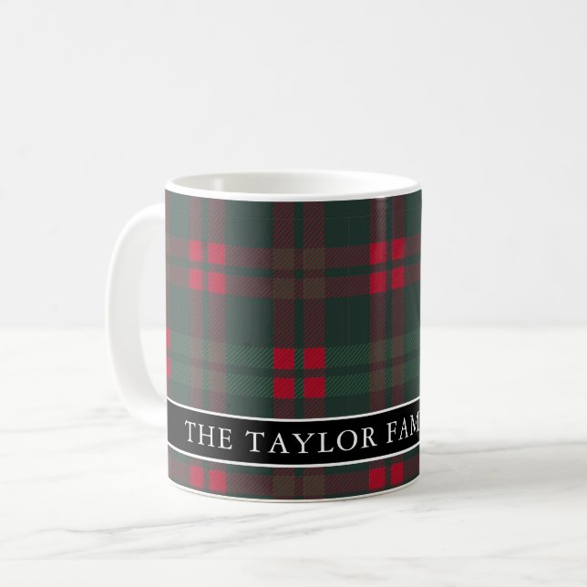Taza De Café Rustic Tartan Plaid Family Name (Anverso izquierdo)