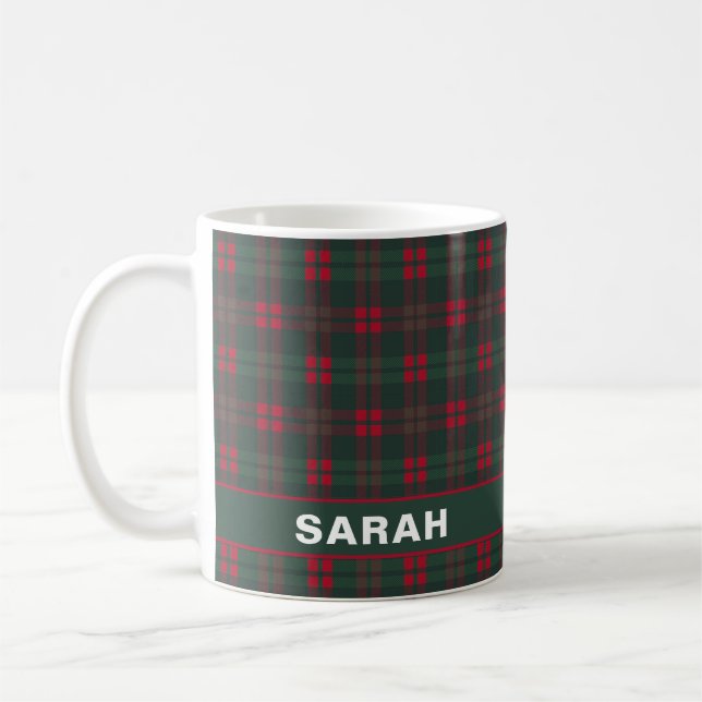 Taza De Café Rustic Tartan Plaid Name (Izquierda)