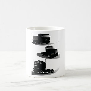 Taza De Café Rustic Tres Camiones Negros Diseño de Camiones Vin