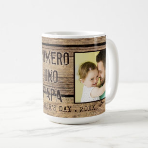 Taza De Café Rustic Wood NUMERO UNO PAPA Photo Fathers Day