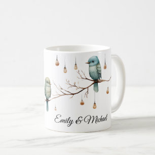 Taza De Café Rustic Woodland Love Birds Celebration