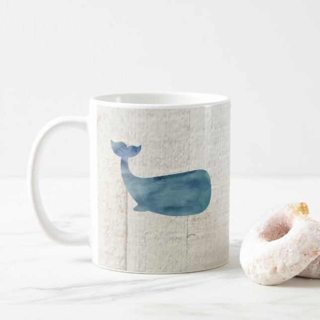 Taza De Café Rústica de la ballena azul (Con donut)