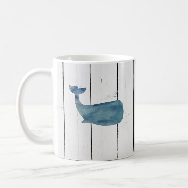Taza De Café Rústica de la ballena azul (Izquierda)