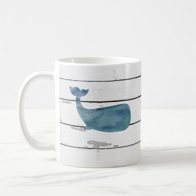 Taza De Café Rústica de la ballena azul (Izquierda)