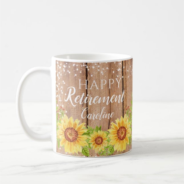 Taza De Café Rústica feliz retiro Girasol Floral Mug (Izquierda)