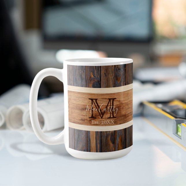 Taza De Café Rústica Wood Tone Stripe Brown (Subido por el creador)