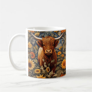 Taza De Café Rústico campo Highland Cow Sunflowers