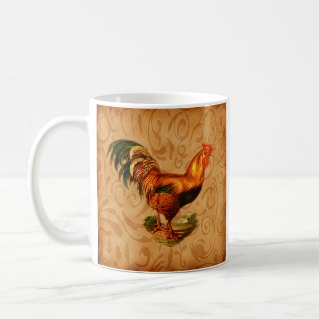 Taza De Café Rústico Country Rooster (Izquierda)