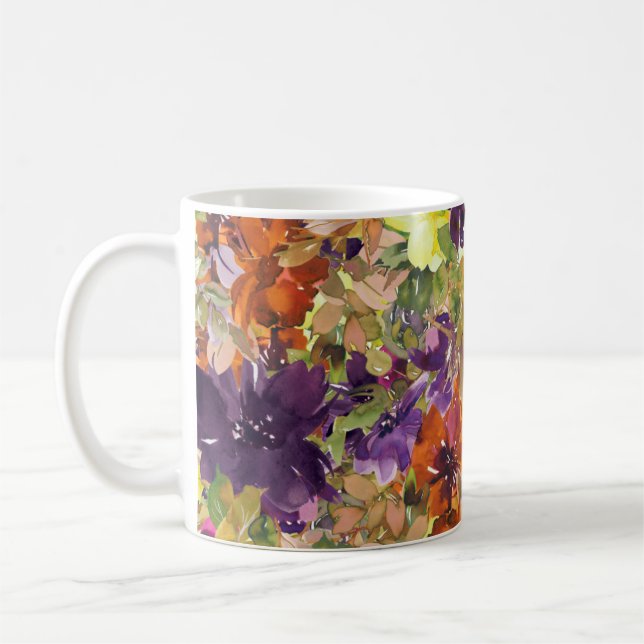 Taza De Café Rústico patrón floral otoñal (Izquierda)