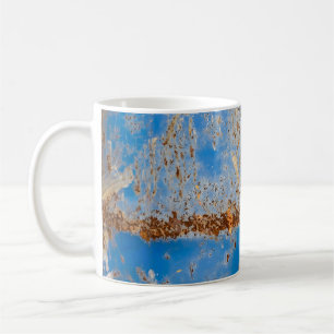 Taza De Café Rustos tonos metalizado, decoración de rayas azule