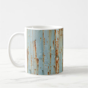 Taza De Café Rusty Blue Pintado Textura Metalizado
