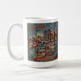 Taza De Café Ruta 66 de Navidad acogedora en letra grande
