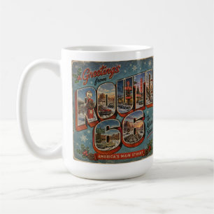 Taza De Café Ruta 66 de Navidad acogedora en letra grande