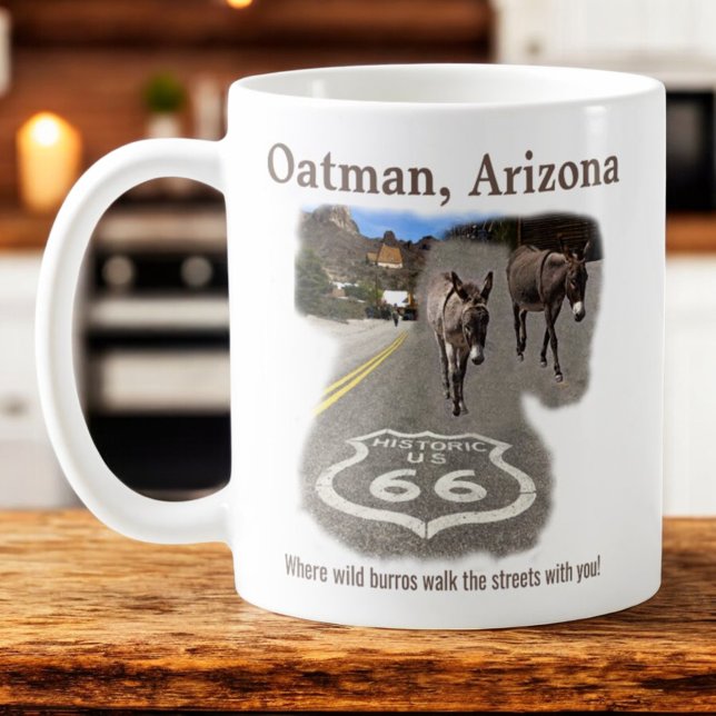 Taza De Café Ruta 66 Oatman Arizona Burros En La Calle (Matching sides mug)
