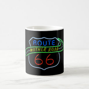 Taza De Café Ruta 66 Rótulo de neón de la carretera madre