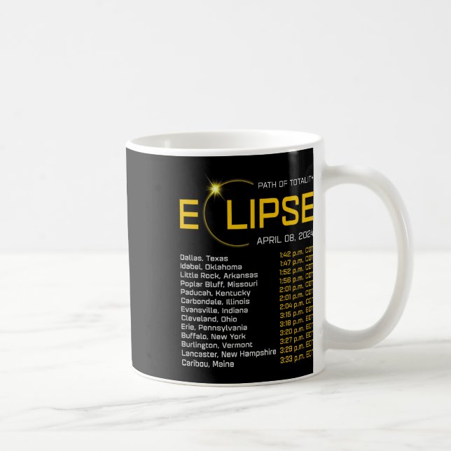 Taza De Café Ruta de la Totalidad 2024 Mapa del eclipse total A (Derecha)