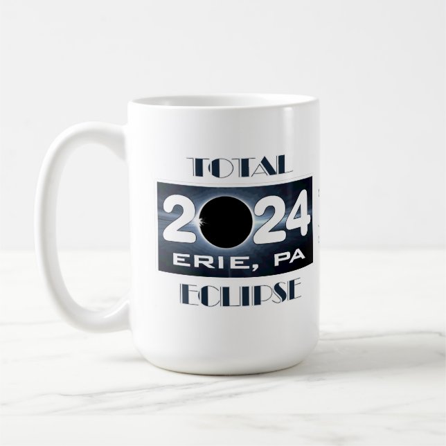 Taza De Café Ruta de la Totalidad del Eclipse Total Erie PA 202 (Izquierda)