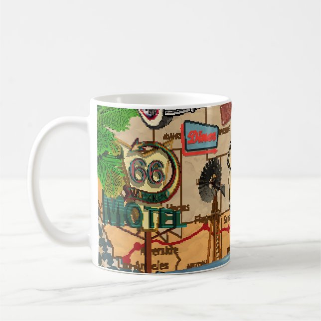 Taza De Café Ruta de la Viñeta 66, poster nostálgico. (Izquierda)