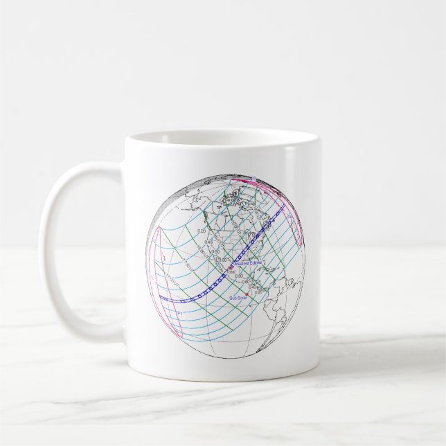 Taza De Café Ruta mundial total del eclipse solar 2024 (Izquierda)