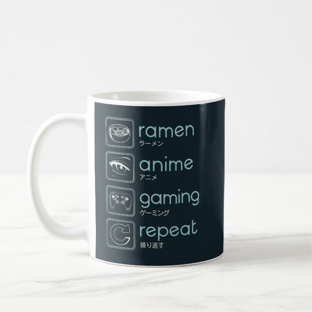 TAZA DE CAFÉ RUTINA DE ANIME Y JUEGO (Izquierda)