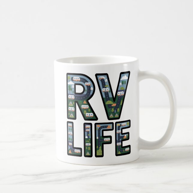Taza De Café RV Life Adventure Camper Road Tripography Typograp (Derecha)
