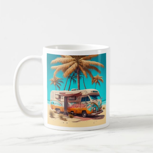 Taza De Café RV y palmeras retro (Izquierda)