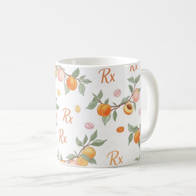 Taza De Café Rx Prescription Peach Pill Pattern Pharmacy (Anverso derecho)